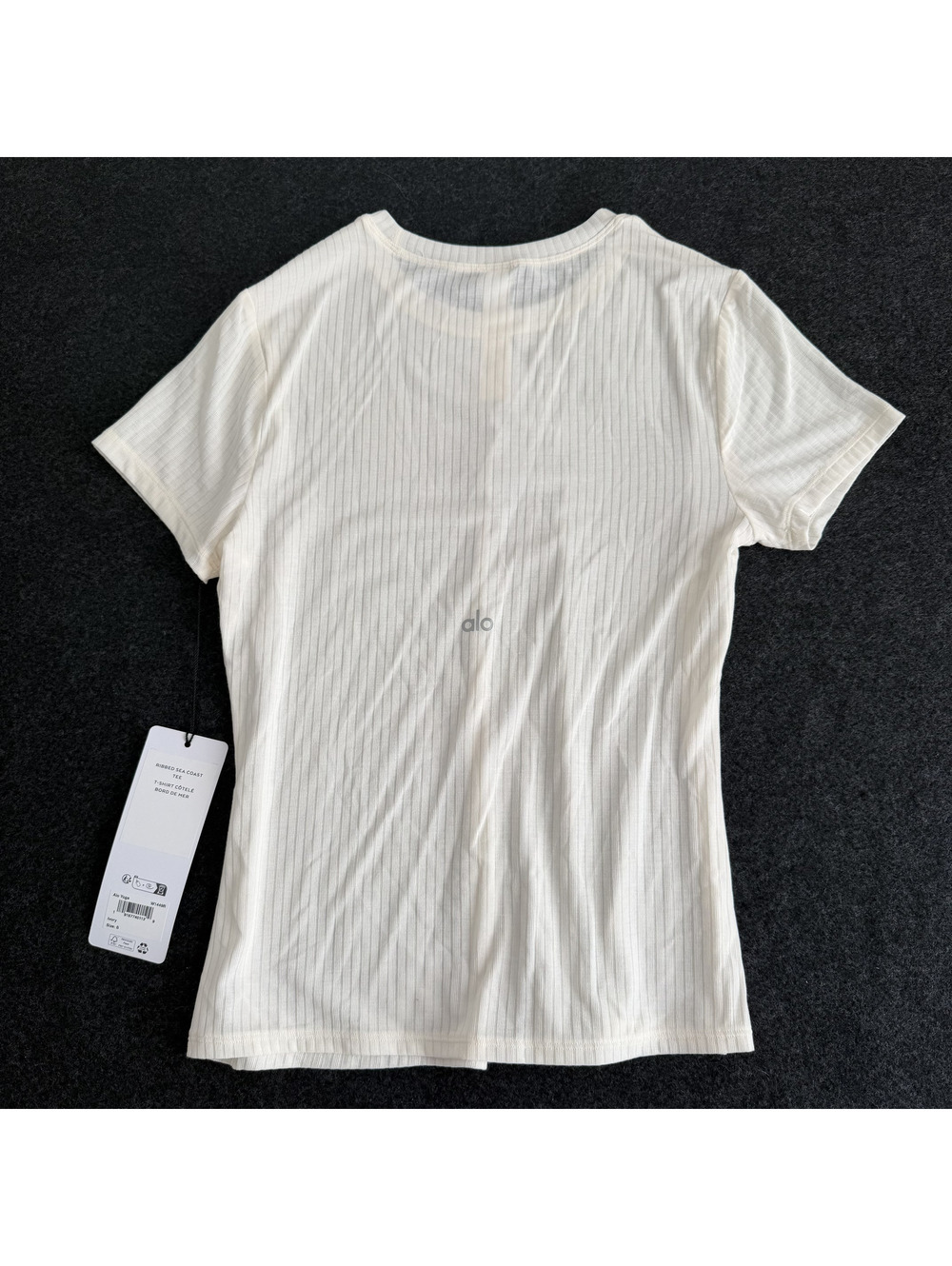 NWT Alo Yoga Ribbed Sea Coast Short Sleeve Tee Ivory S